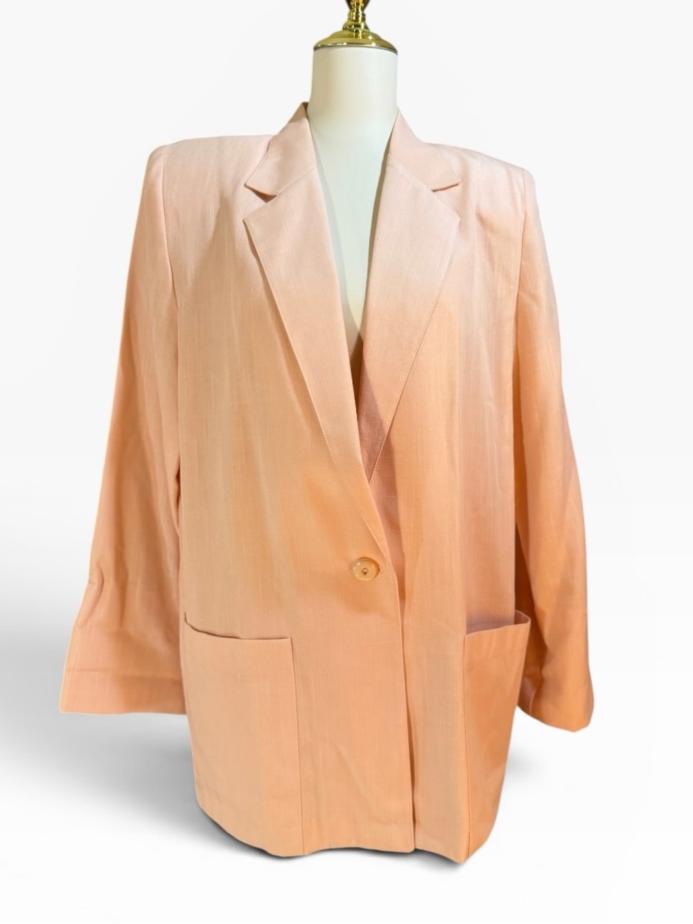 Vintage Sag Harbor Peach Blazer Size 12 Single Button Oversized 80s Power NWT